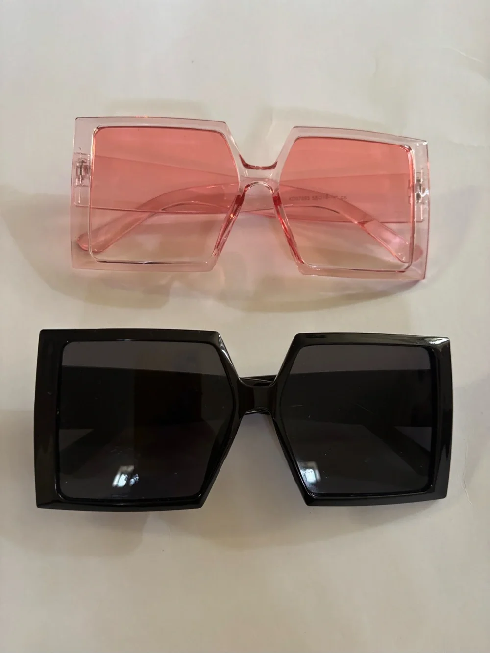 Bold Oversized Square Sunglasses in Black and Pink